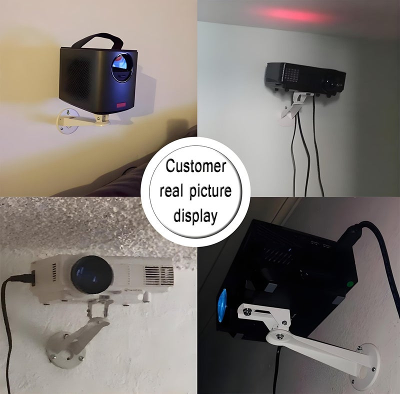 2-Be-Best Mini Projector Wall Mount 360Â° Rotation 7.8â€ Length 11 lbs Load Projector Wall Mount White - Image 3